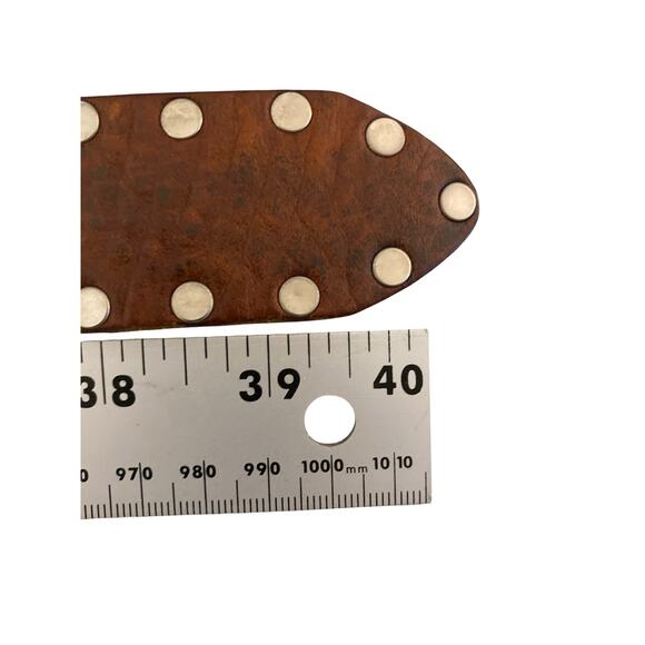 Vintage Closed Studded Leather Belt Brown Moto Western Y2K  32\